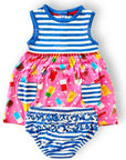 Mini Boden Baby Girls Jersey Pink Lemonade Ice Creams Summer Dress And Knickers