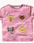 Baby Boden Girls Crochet T-shirt Pink Lemonade/Ivory Jungle Mini Boden Safari