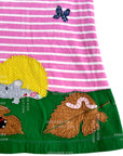 Pre-Loved Mini Boden Hedgehog Stripe Appliqué Adventure Dress