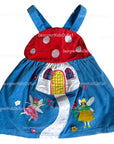 Pre-Loved Mini Boden Novelty Cord Pinnie Bright Bluebell Toadstool