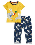 Baby Boden Boys Bunny Hop Appliqué Play Set – Yellow & Navy Mini Boden