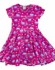 Pre-Loved Frugi Elephant Paradise Skater Dress Pink
