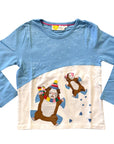 Mini Boden Girls Guinea Pigs Snow Angels Appliqué T-Shirt - Surfboard Blue