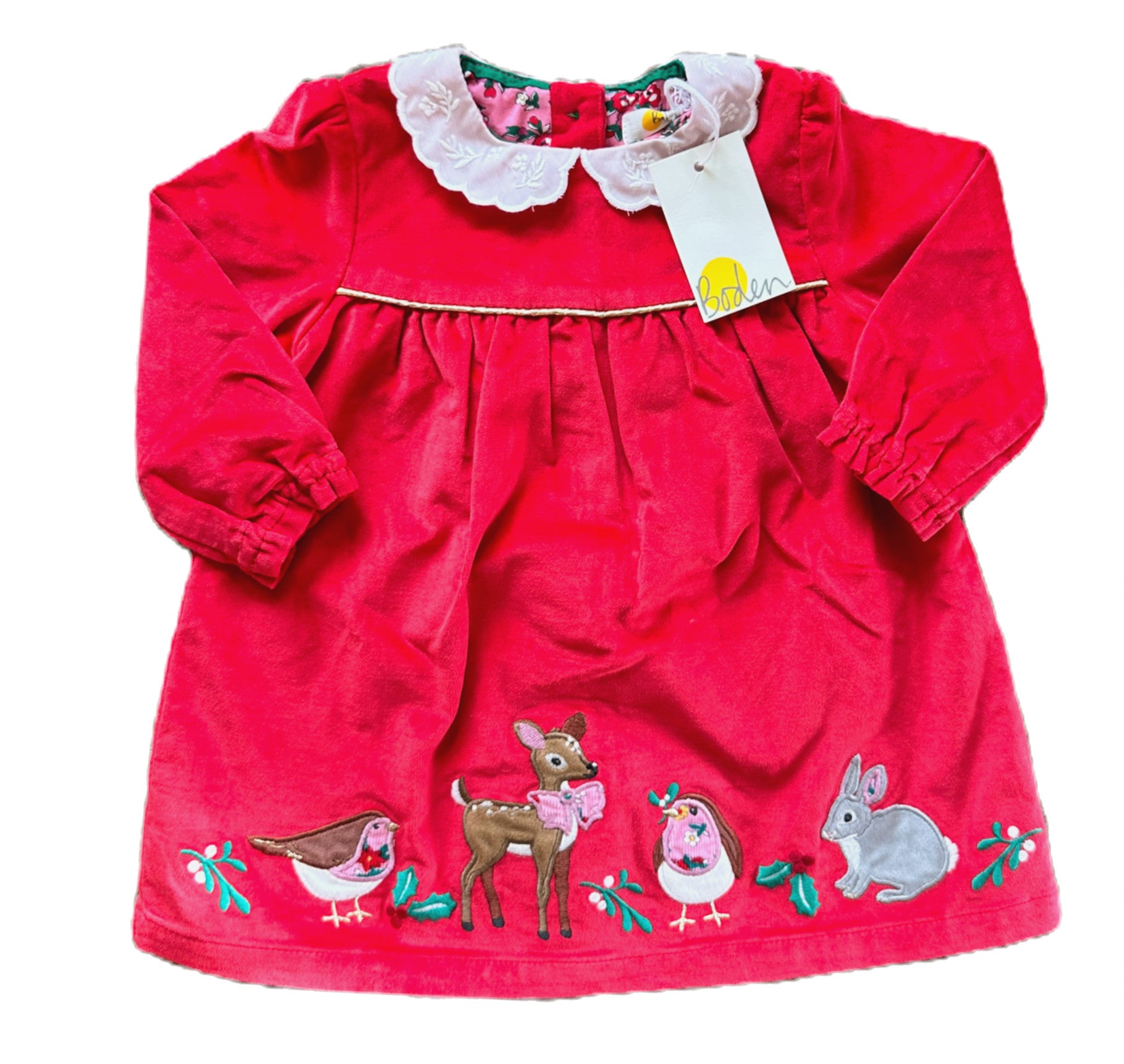 Mini Boden Girls Ruby Ruched Velvet Long-Sleeved Christmas Dress Mini Boden Girls Ruby Ruched Velvet Long-Sleeved Christmas Dress
