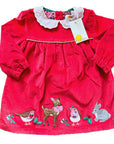 Mini Boden Girls Ruby Ruched Velvet Long-Sleeved Christmas Dress - Holiday Red