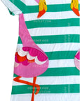 Mini Boden Flamingo Tunic Short-Sleeved Green Tunic with Flamingo Appliqué Dress