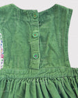 Mini Boden Appliqué Cord Pinafore Dress Olive Green Owls Pinnie