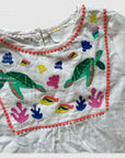 Mini Boden Girls Poplin Embroidery Turtles Fish Coral Tunic Dress - Ocean White