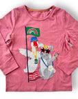 De-Labeled/Sample Mini Boden Animal Appliqué T-shirt Formica Pink Animals