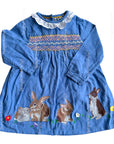 Mini Boden Nostalgic Woven Dress Riviera Blue Bunnies Baby Girl Easter Dress