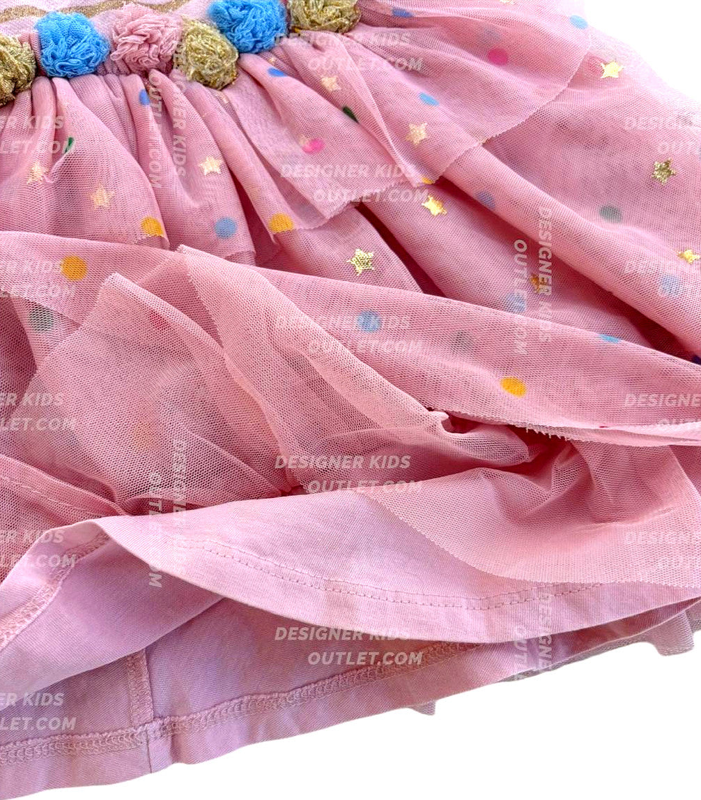 Mini Boden Twinkling Tulle Dress With Pompoms & Soft Pink Sparkling St –  Designer Kids Outlet