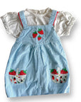 Pre-Loved Mini Boden Strawberry Romper & Puff Sleeve Top Set In Surfboard Blue