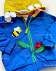 Pre-Loved Mini Boden Girls Appliqué Hoodie Blue Flower Baby Boden