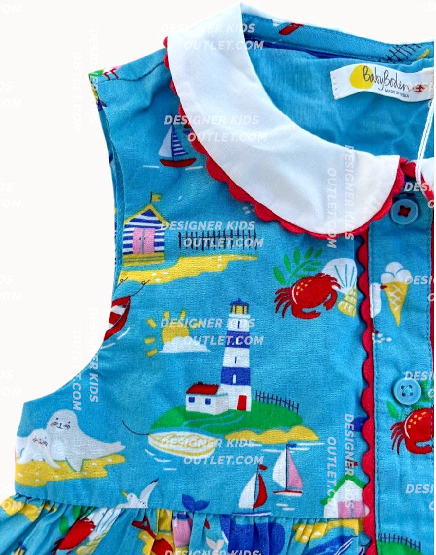 Mini Boden Aqua Marine Collared Beach Dress – Designer Kids Outlet
