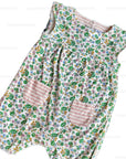 De-Labeled Mini Boden Baby Floral Romper with Striped Pockets