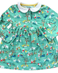Mini Boden Baby Girls Long Sleeve Jersey Collared Dress Green Fountain Spring