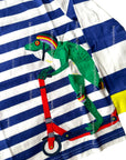 Mini Boden Boys Stripe Animal Appliqué T-shirt College Navy/Ivory Frog Scooter