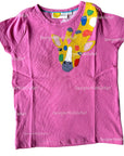 Mini Boden Girls Front & Back Big Appliqué Pink Giraffe Tee