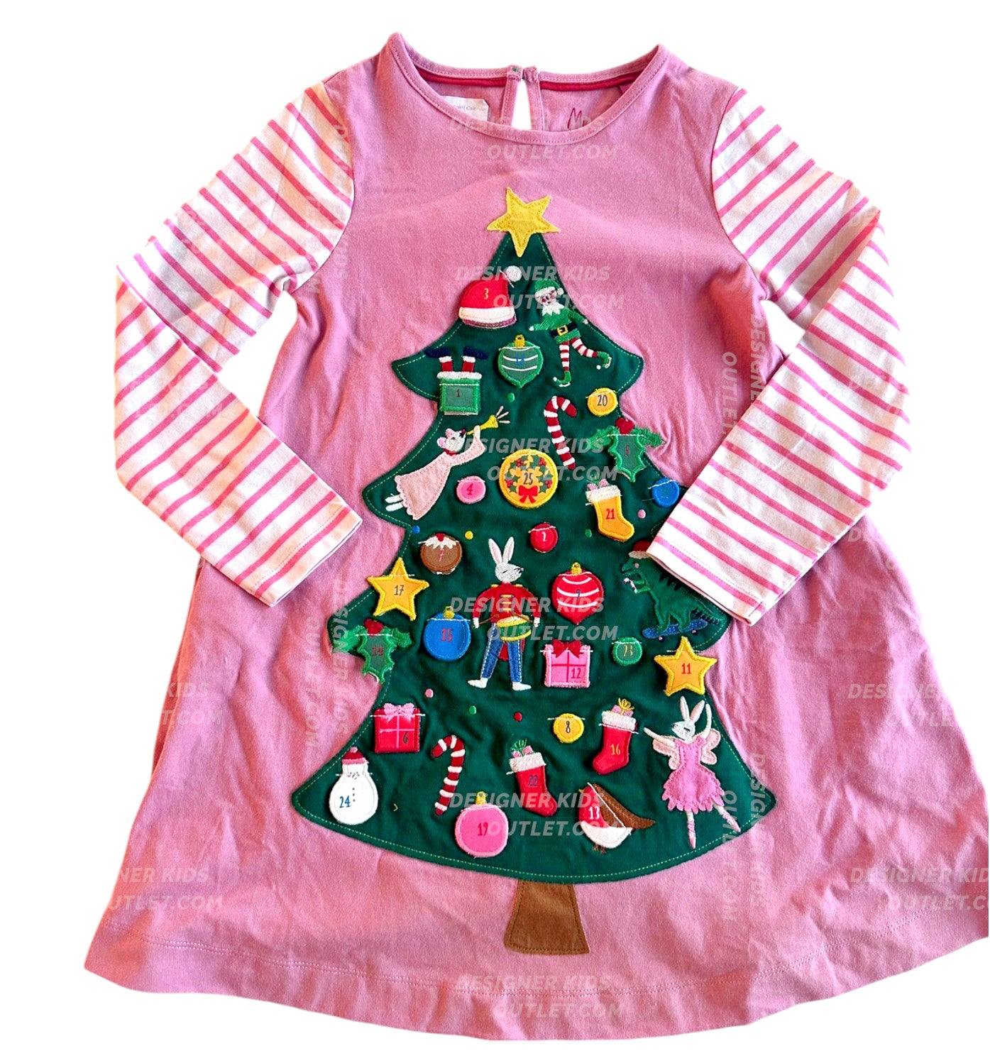 Mini Boden Girls Countdown to Christmas Appliqué Dress - Vintage Pink