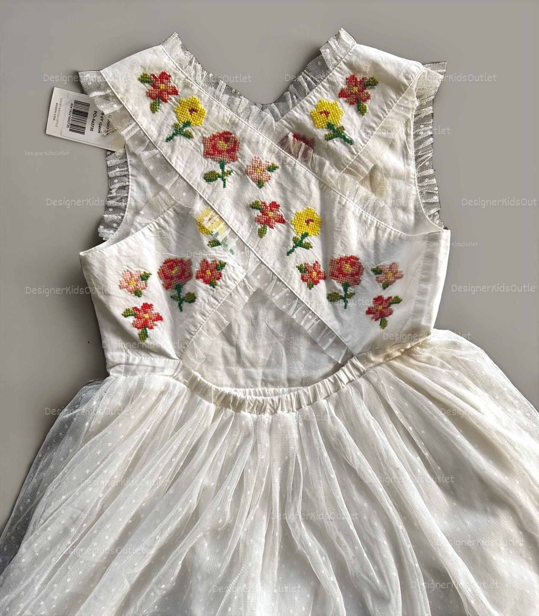 NWT Mini Boden Mini Boden Embroidered Floral Tulle Dress Designer Kids Outlet NWT Mini Boden Mini Boden Embroidered Floral Tulle Dress Designer Kids Outlet
