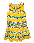 Mini Boden Girls Colorful Sleeveless Collared Yellow Parrot Dress