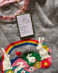 De-Labeled/Sample Mini Baby Boden Bunny Rainbow Sweatshirt Mixie Dress