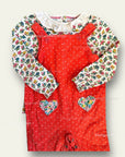 Pre-Loved Mini Boden Cord Dungaree Set - Strawberry Tart Pin Spot Heart