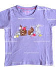 Mini Boden Super stitch Top Purple Embroidered Lavender Flower And Bunnies