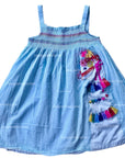 Pre-Loved Mini Boden Smocked Sun Dress Georgian Blue/Ivory Llama
