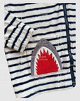Mini Boden Boys Striped Nautical Shark Fin Zip-Up Hoodie - Black & White