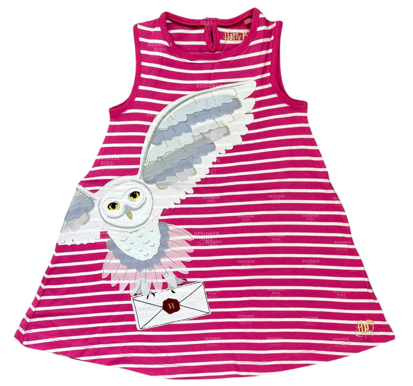 Girls Harry Potter Dress Hedwig Owl | Pink Striped Dress