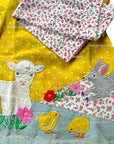 Mini Boden Girls Yellow Baby Lamb Appliqué Dress and Leggings Set