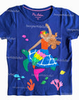 Mini Boden Girls Blue Mermaid Big Appliqué T-shirt