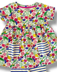 Mini Boden Girls Colorful Smocked Dress with Striped Leggings – Colorful Sea Garden