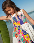 Mini Boden Girls Peacock Appliqué Party Dress