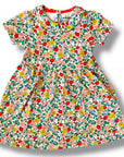 Mini Boden Girls Floral Jersey Dress Peter Pan Collar – Vanilla & Earth Tones