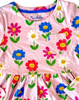 Mini Boden Girls Long Sleeve Jersey Dress with Smiley Flowers – Winsome Pink