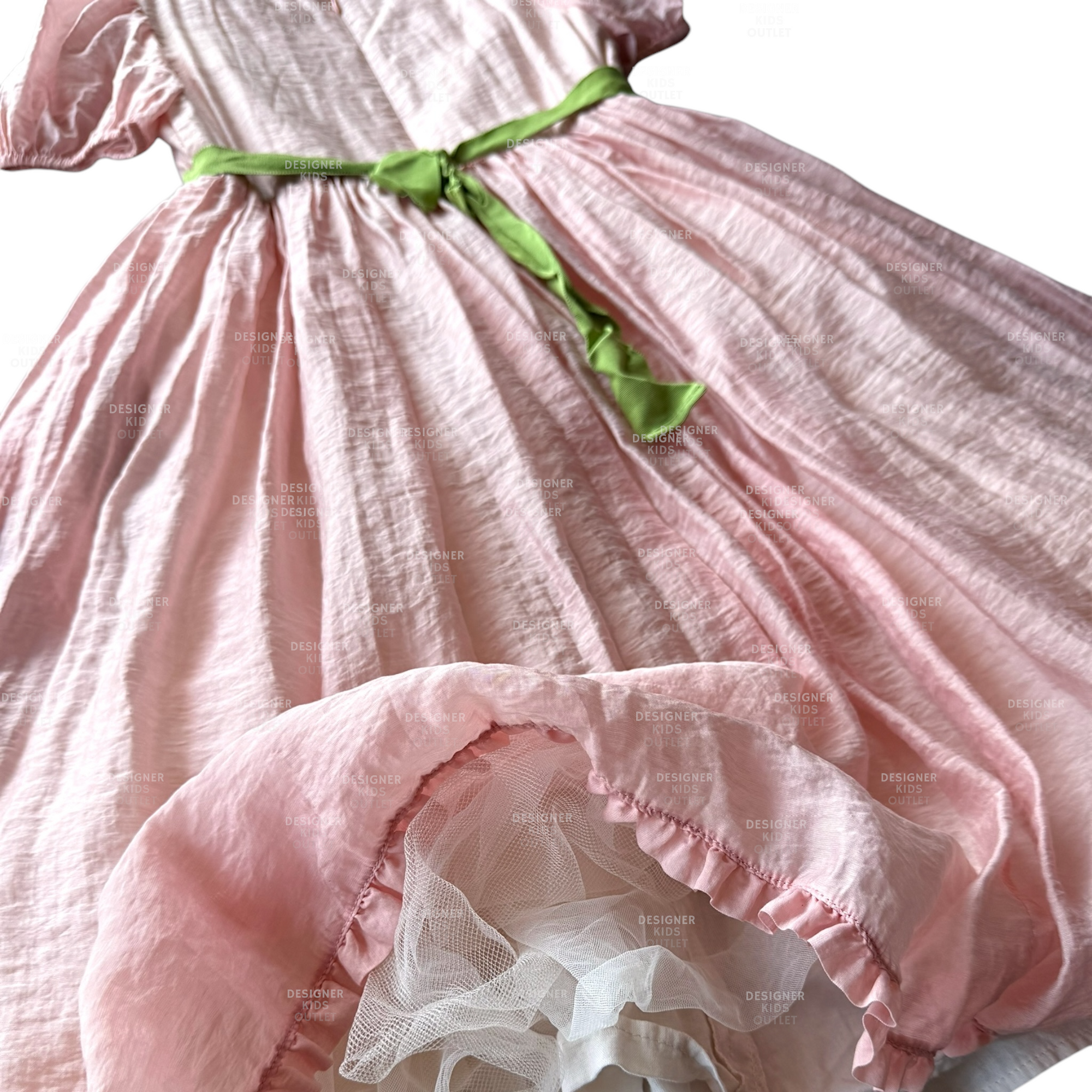 Mini Boden Girls Embroidered Rose Puff Sleeve Tulle Dress