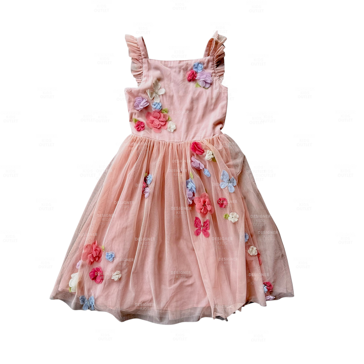 flower applique glitter embroidery mesh kids dress gk110 Mini Boden Girls Flutter Flower Appliqué Tulle Dress Dusty Pink – Designer  Kids Outlet