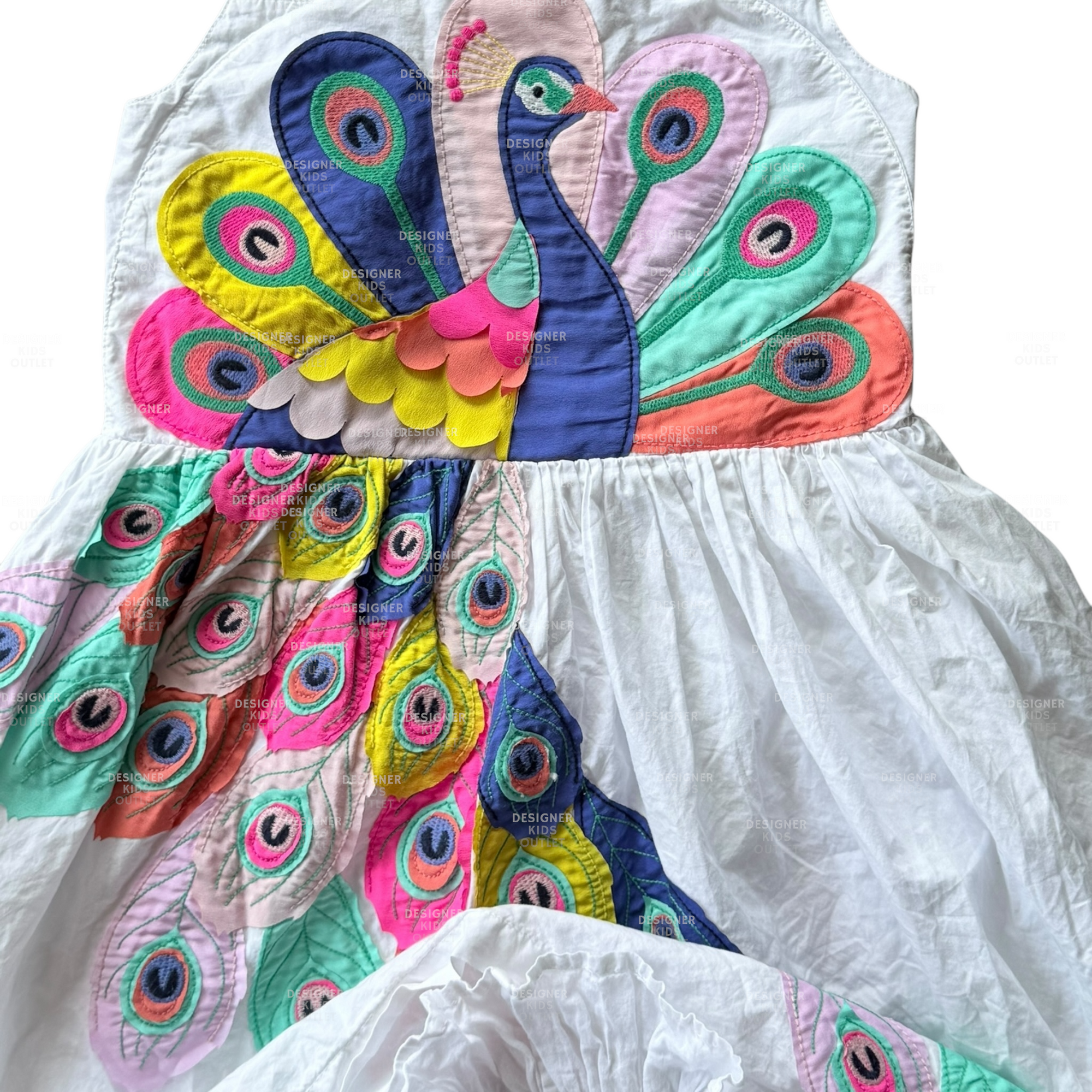 mini boden bird dress Mini Boden Girls Peacock Appliqué Dress