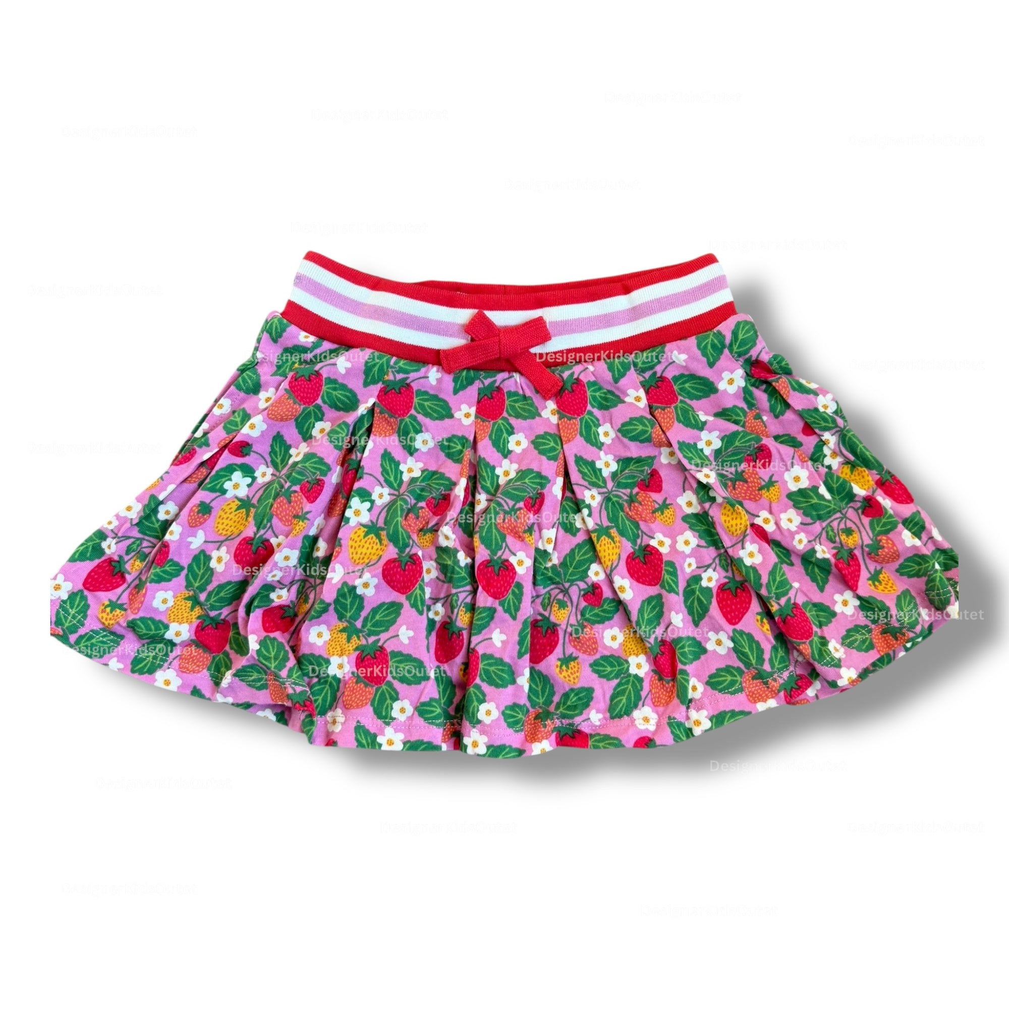 Mini Boden Girls Pleated Jersey Strawberry Patch Skort - Cosmos Pink