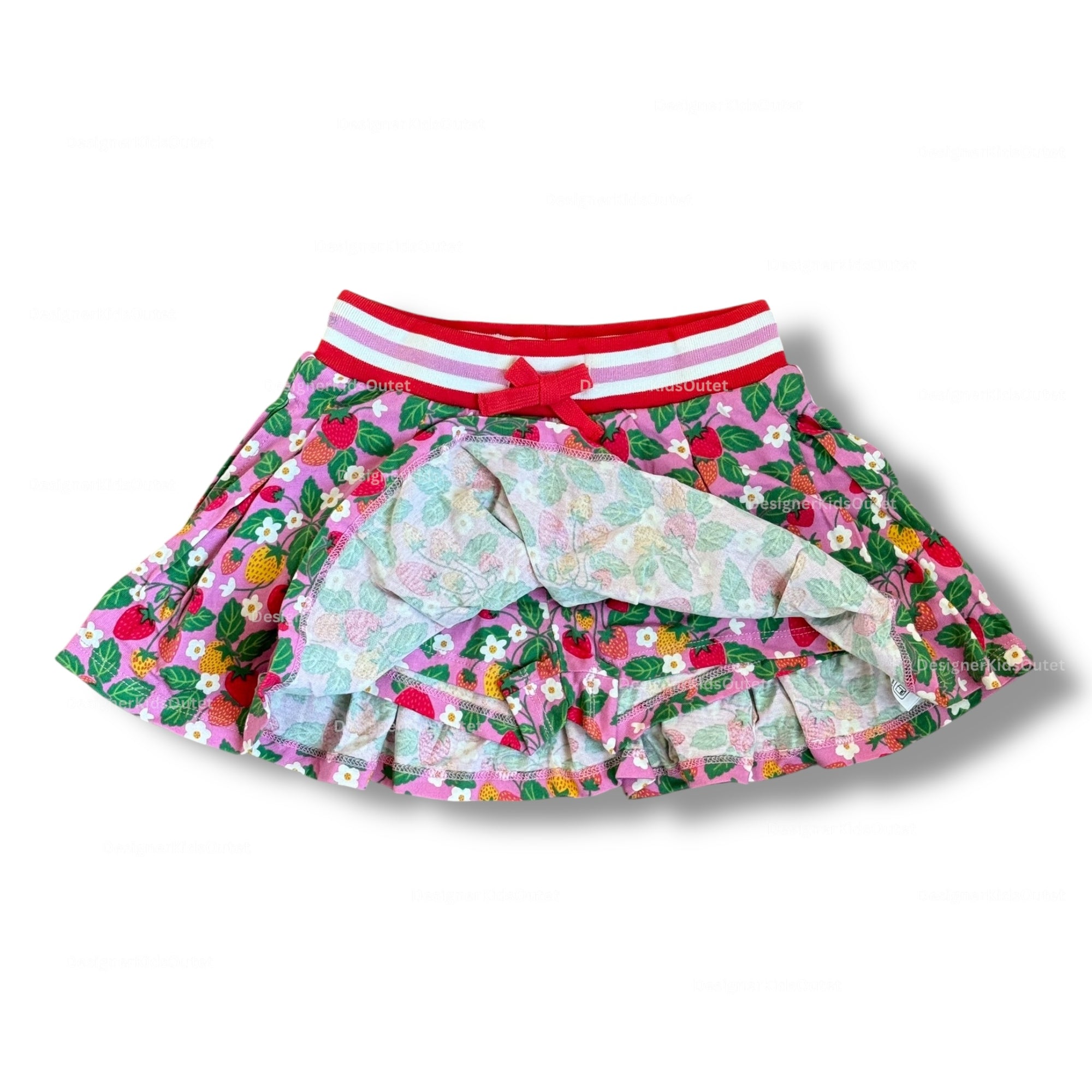 Mini Boden Girls Pleated Jersey Strawberry Patch Skort - Cosmos Pink