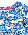 Mini Boden Girls Blue Horse Print Jersey Dress - Peacock Plume Blue