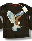 Mini Boden Boys Owl Appliqué Long Sleeve Tee – Dark Olive