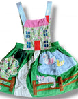 Mini Boden Girls Pond Scene Pinafore Dress - Iguana Green