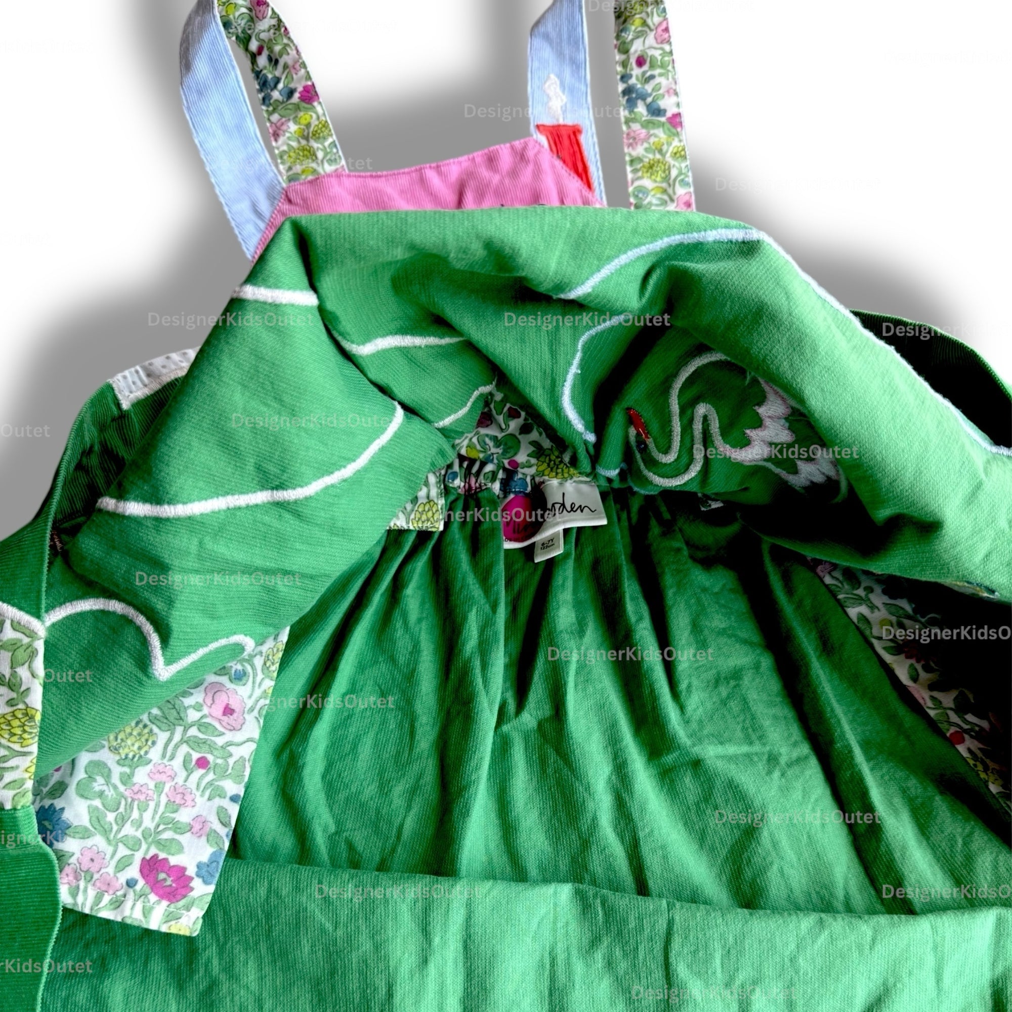 Girls Pinafore Dress Iguana Green | Nature Pond Scene Dress