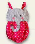 Pre-Loved Mini Baby Boden Woven Novelty Romper Coral Reef Spot Elephant