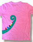 Mini Boden Girls Pink Chameleon Shirt Eating Ice Cream Cone Appliqué Tee
