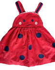 Pre-Loved Mini Boden Baby Girls Red Cord Ladybird Pinafore Pinnie Dress