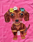 NWOT Mini Boden Girl's Superstitch Logo T-Shirt in Cameo Pink Puppy